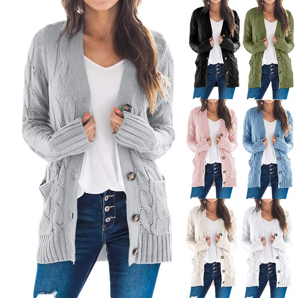 women knitted cardigan sweater autumn winter v-neck button long sleeve sweaters coat casual pockets solid femme knitwear coat, White;black
women knitted cardigan sweater autumn winter v-neck button long sleeve sweaters coat casual pockets solid femme knitwear coat, White;black