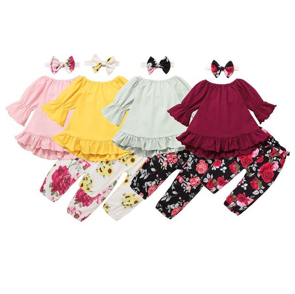 clothing sets 3 pcs infant casual outfits autumn baby long sleeve round neck ruffle pullover + floral trousers with bowknot headband, White
clothing sets 3 pcs infant casual outfits autumn baby long sleeve round neck ruffle pullover + floral trousers with bowknot headband, White