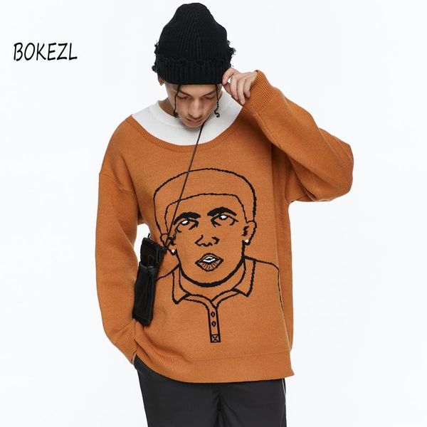 men's sweaters funny human character print pullover knitwear sweater autumn harajuku casual sweater streetwear men clothing, White;black
men's sweaters funny human character print pullover knitwear sweater autumn harajuku casual sweater streetwear men clothing, White;black