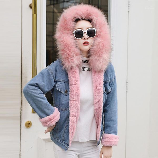 2018 winter fur denim jacket women fashion faux fur thicken warm blue wool liner coat femme hooded collar outwear1, Black;brown
2018 winter fur denim jacket women fashion faux fur thicken warm blue wool liner coat femme hooded collar outwear1, Black;brown
