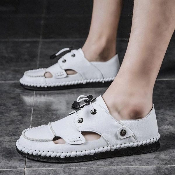 genuine leather men sandals man handamde sewing sandals slippers summer breathable male beach bohemia shoes #0j8h, Black
genuine leather men sandals man handamde sewing sandals slippers summer breathable male beach bohemia shoes #0j8h, Black