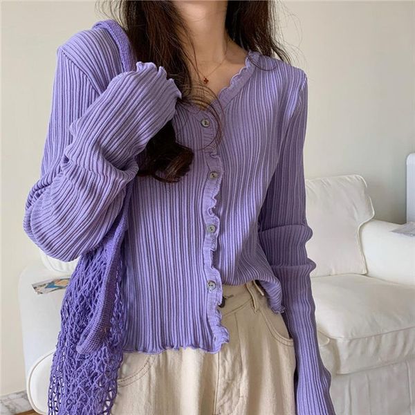 feminine all match ruffles 2020 sunscreen sweet retro chic thin knitted casual summer leisure sweaters, White;black
feminine all match ruffles 2020 sunscreen sweet retro chic thin knitted casual summer leisure sweaters, White;black