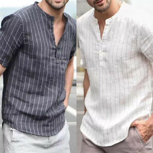 womail shirt men summer new fashion short-sleeved baggy cotton linen striped button beach shirts daily gift 20201, White;black
womail shirt men summer new fashion short-sleeved baggy cotton linen striped button beach shirts daily gift 20201, White;black