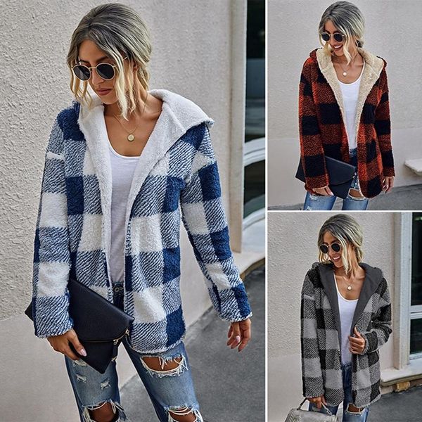 women vintage fleece sweater plaid faux fur double sided cardigan hooded fluffy sweater winter sweaters, Black;brown
women vintage fleece sweater plaid faux fur double sided cardigan hooded fluffy sweater winter sweaters, Black;brown
