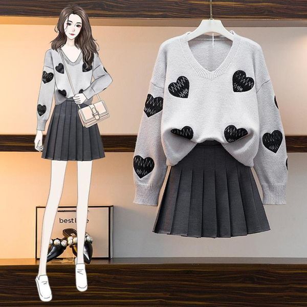 early autumn and winter 2020 new western style age reduction show thin fried street sweater pleated skirt two piece suit women's, Black;gray
early autumn and winter 2020 new western style age reduction show thin fried street sweater pleated skirt two piece suit women's, Black;gray