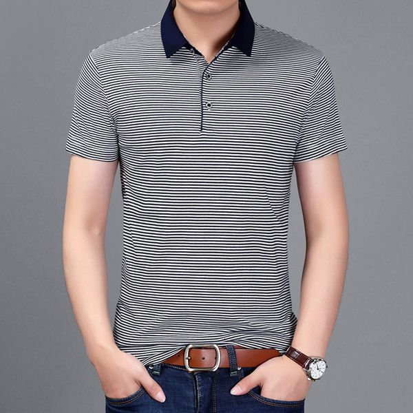 summer men's short sleeve new striped polo shirt loose personality casual t-shirt for men, White;black
summer men's short sleeve new striped polo shirt loose personality casual t-shirt for men, White;black