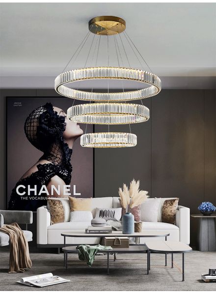 Modern Crystal Led Chandelier for Living room Bedroom Ring Gold/Chrome Stainless Steel Round Circle Double Layer Sprojects Light
Modern Crystal Led Chandelier for Living room Bedroom Ring Gold/Chrome Stainless Steel Round Circle Double Layer Sprojects Light