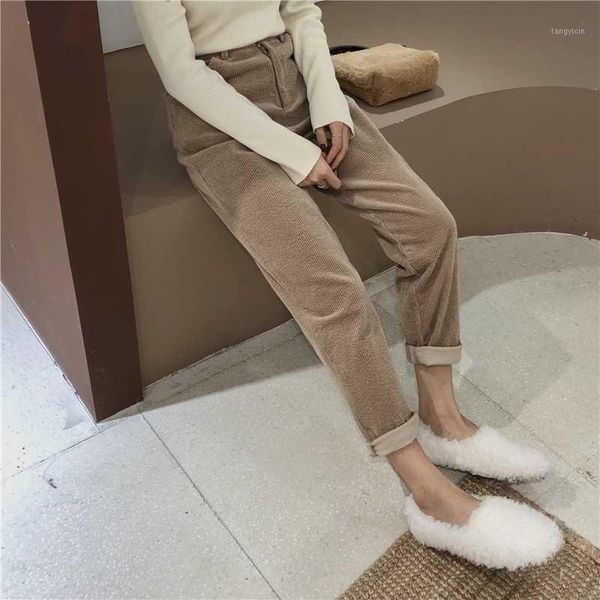 2020 new fashion casual women trousers high waist button corduroy long pants female autumn winter loose straight leg pants1, Black;white
2020 new fashion casual women trousers high waist button corduroy long pants female autumn winter loose straight leg pants1, Black;white