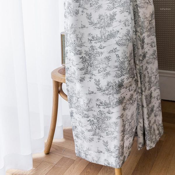 french retro gray ink cotton and linen printed curtains bedroom living room curtains1
french retro gray ink cotton and linen printed curtains bedroom living room curtains1