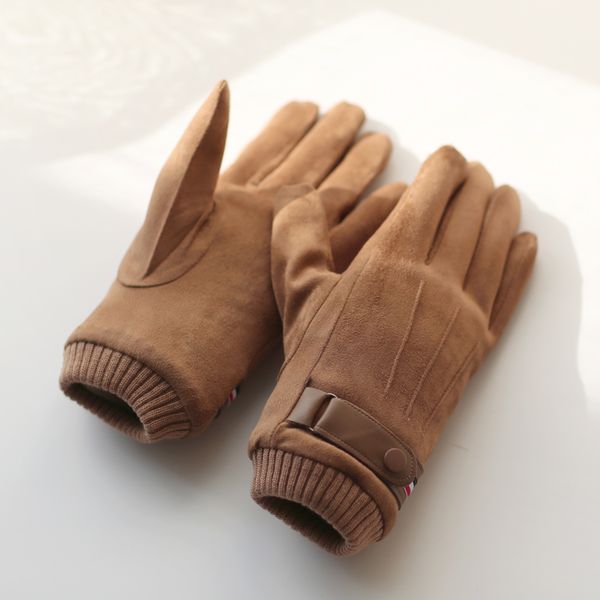 Soft plush touch screen gloves for men's winter warmth and cold protection