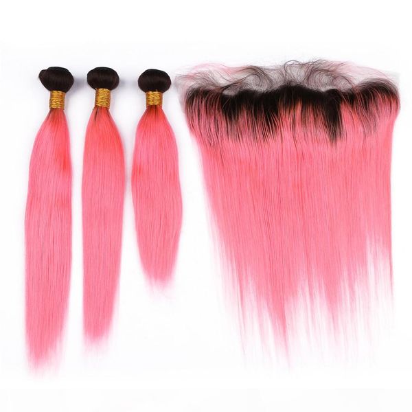 silky straight #1b pink dark root ombre peruvian human hair wefts with frontal ombre pink 13x4 lace frontal closure with weaves 3 bundles, Black;brown
silky straight #1b pink dark root ombre peruvian human hair wefts with frontal ombre pink 13x4 lace frontal closure with weaves 3 bundles, Black;brown