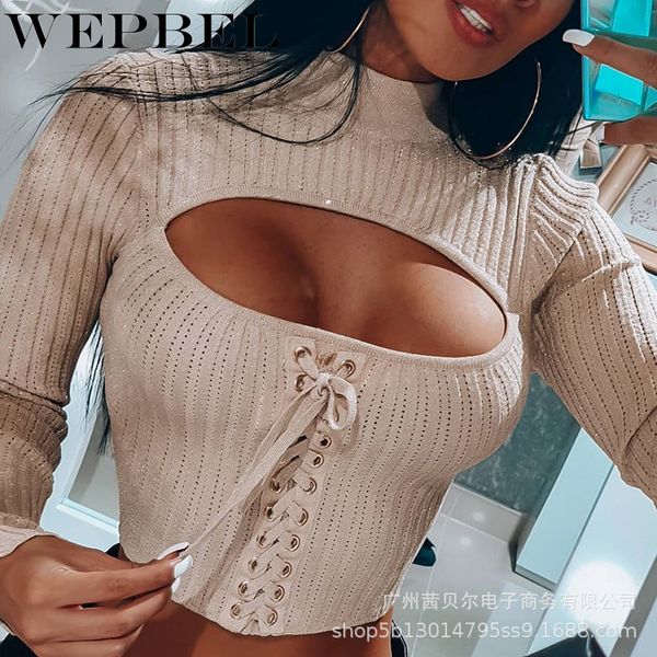 women bandage knitted sweater crop pullover casual ladies elegant long sleeve turtleneck slim fit knitwear q1210, White
women bandage knitted sweater crop pullover casual ladies elegant long sleeve turtleneck slim fit knitwear q1210, White