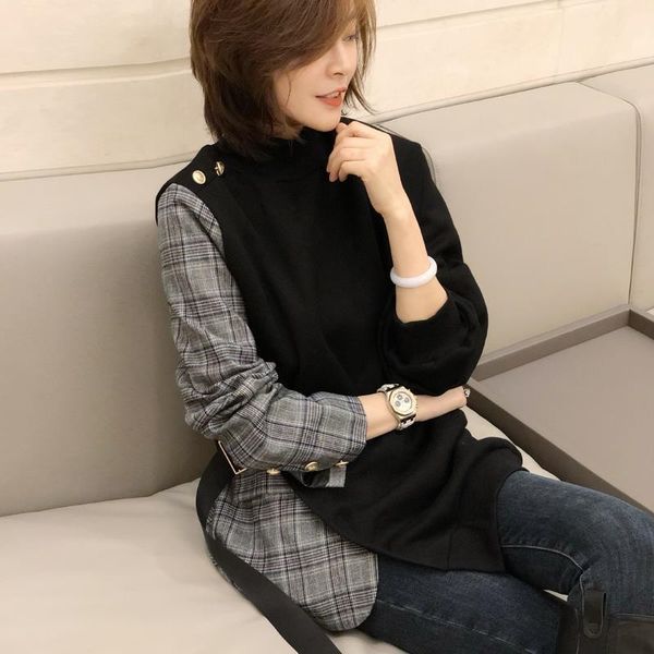 woherb fake two pieces sweatshirt women plaid contrast color patchwork hoodies felame elegant office lady moletom feminino 201203, Black
woherb fake two pieces sweatshirt women plaid contrast color patchwork hoodies felame elegant office lady moletom feminino 201203, Black