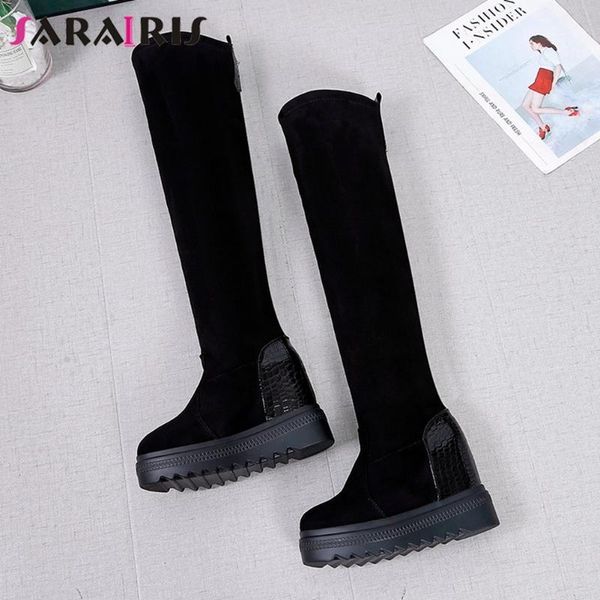 boots sarairis solid fashoin slip on flock over the knee women round toe quality ladies shoes, Black
boots sarairis solid fashoin slip on flock over the knee women round toe quality ladies shoes, Black