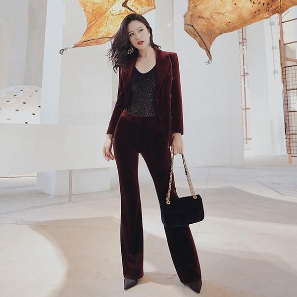 women's suits & blazers women's suit burgundy velvet temperament two-piece (jacket + pants) double-breasted slim banquet1, White;black
women's suits & blazers women's suit burgundy velvet temperament two-piece (jacket + pants) double-breasted slim banquet1, White;black