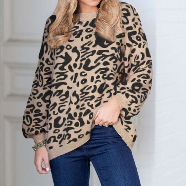 autumn / winter 2020 new sweater leopard print loose women's t-shirt, White;black
autumn / winter 2020 new sweater leopard print loose women's t-shirt, White;black