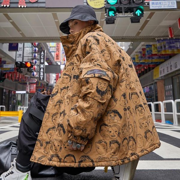 new thick warm parkas jackets poster print cotton padded zipper coat hip hop casual streetwear winter harajuku outwear, Black
new thick warm parkas jackets poster print cotton padded zipper coat hip hop casual streetwear winter harajuku outwear, Black