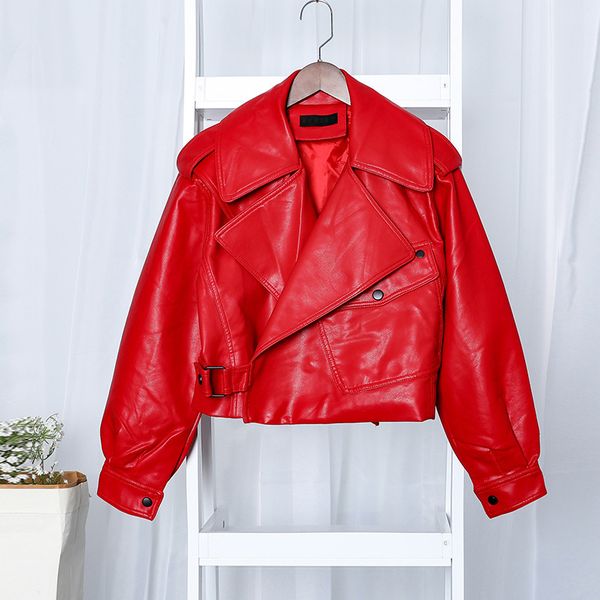 2021 new spring women of women's plutonium solid colour female jackets loose street leather jacket q5wh, Black
2021 new spring women of women's plutonium solid colour female jackets loose street leather jacket q5wh, Black