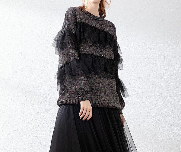 new fashion women knitted sweater long sleeve pullover o-neck tulle patchwork sweater women spring autumn loose 1, White;black
new fashion women knitted sweater long sleeve pullover o-neck tulle patchwork sweater women spring autumn loose 1, White;black