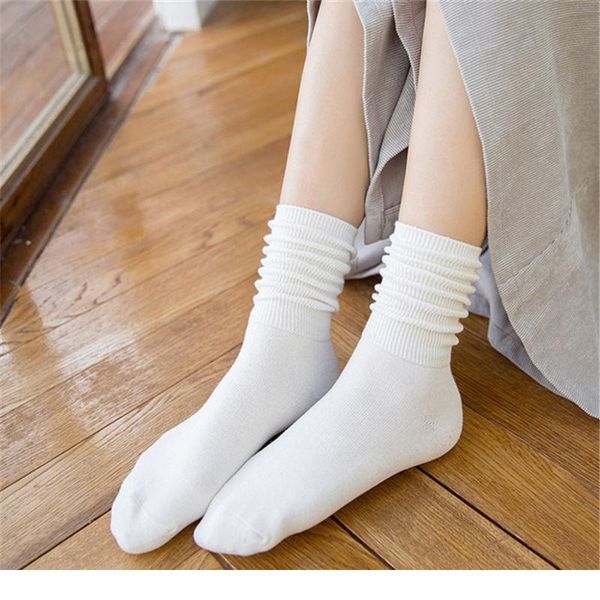 1 pair women's cotton pile socks retro double needle solid color middle tube women's socks turned ov jllect, Black 
1 pair women's cotton pile socks retro double needle solid color middle tube women's socks turned ov jllect, Black