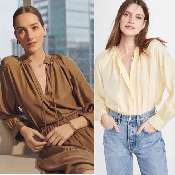 women's blouses & shirts women lace-up long sleeve 100% silk simple 2021 spring blouse top, White
women's blouses & shirts women lace-up long sleeve 100% silk simple 2021 spring blouse top, White