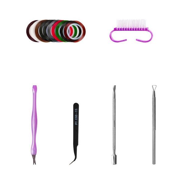 14pcs nail tools sets dotting pen rhinestone fine liner pen brushes tweezers dead skin pushers nail kit professi qylowl, Silver
14pcs nail tools sets dotting pen rhinestone fine liner pen brushes tweezers dead skin pushers nail kit professi qylowl, Silver