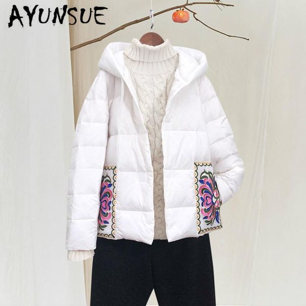 women's down & parkas winter coat women white duck jacket clothes 2021 vintage embroidery puffer warm parka 19092802 yy2062, Black 
women's down & parkas winter coat women white duck jacket clothes 2021 vintage embroidery puffer warm parka 19092802 yy2062, Black