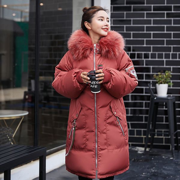 korean loose large fur collar cotton women's british fashion cloth stickers embroidery thick long down jacket, Black
korean loose large fur collar cotton women's british fashion cloth stickers embroidery thick long down jacket, Black