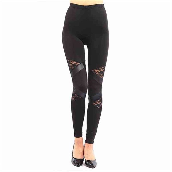 spring autumn leggings stretch leather lace splicing workout skinny black knitted mesh punk rock elastic femme pants
spring autumn leggings stretch leather lace splicing workout skinny black knitted mesh punk rock elastic femme pants
