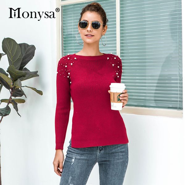 pullover beading sweater autumn winter long sleeve knitted sweaters ladies casual red christmas sweater black white 201130, White;black
pullover beading sweater autumn winter long sleeve knitted sweaters ladies casual red christmas sweater black white 201130, White;black