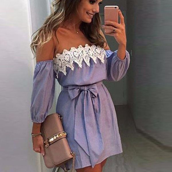 snmmer dress women off shoulder lace dress casual sleeveless party short mini dress fashion elegant female vestido, Black;gray
snmmer dress women off shoulder lace dress casual sleeveless party short mini dress fashion elegant female vestido, Black;gray
