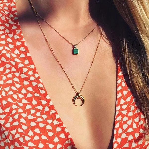 titanium with 18k gold natural green stone geo necklaces women jewelry punk party designer club t show korea japan, Silver
titanium with 18k gold natural green stone geo necklaces women jewelry punk party designer club t show korea japan, Silver