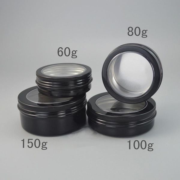 storage bottles & jars 60g 80g 100g 150g black aluminum jar with window lid makeup cosmetic face cream packing candy metal bottle
storage bottles & jars 60g 80g 100g 150g black aluminum jar with window lid makeup cosmetic face cream packing candy metal bottle