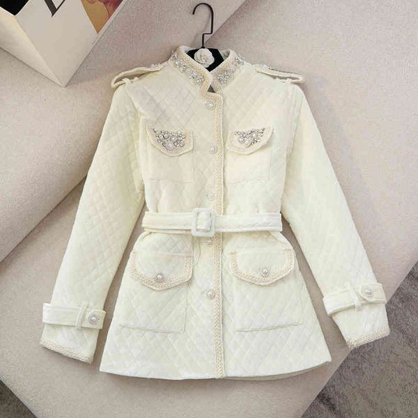 women's fur & faux diamond stand collar single-breasted belt waist gold velvet coat women thicken plaid cotton-padded jacket winter ove, Black
women's fur & faux diamond stand collar single-breasted belt waist gold velvet coat women thicken plaid cotton-padded jacket winter ove, Black