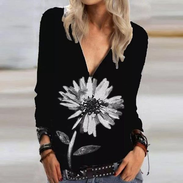 casual floral printed shirt v neck zipper pullover long sleeve shirts women vintage plus size 3xl autumn woman t-shirts, White
casual floral printed shirt v neck zipper pullover long sleeve shirts women vintage plus size 3xl autumn woman t-shirts, White