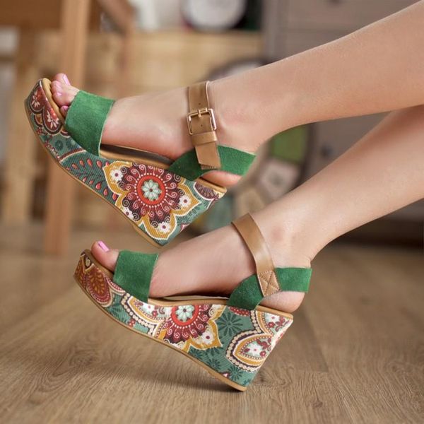 women shoes 2021 fashion sandal platform high heels wedges shoes for women 31-43, Black