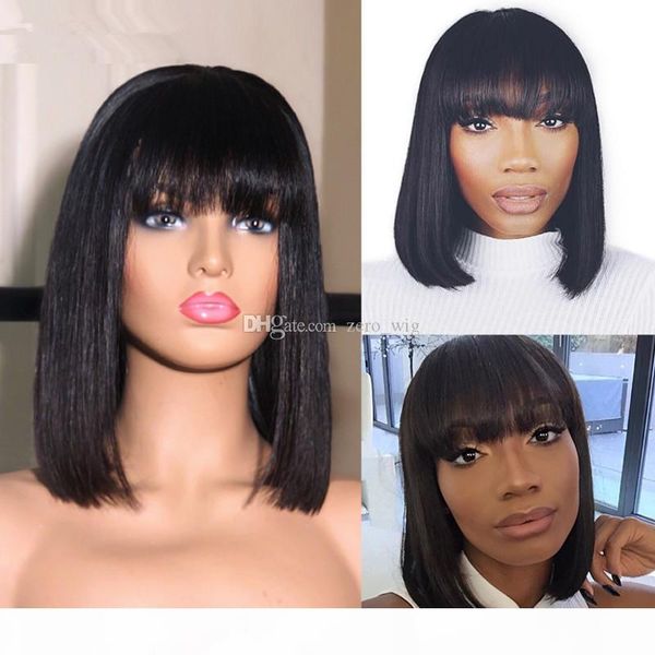 short bob wigs with bangs brazilian virgin hair straight lace front human hair wigs for black women swiss lace bob full lace wigs, Black;brown
short bob wigs with bangs brazilian virgin hair straight lace front human hair wigs for black women swiss lace bob full lace wigs, Black;brown