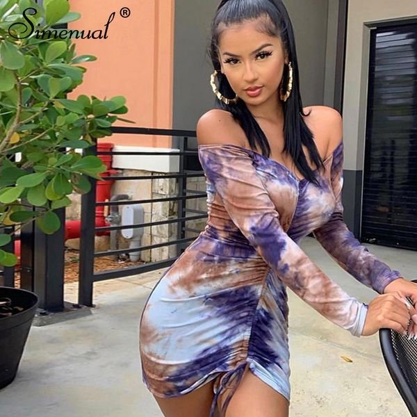 simenual tie dye drawstring women bodycon dress off shoulder long sleeve party mini dresses autumn fashion clubwear skinny y200418, Black;gray
simenual tie dye drawstring women bodycon dress off shoulder long sleeve party mini dresses autumn fashion clubwear skinny y200418, Black;gray