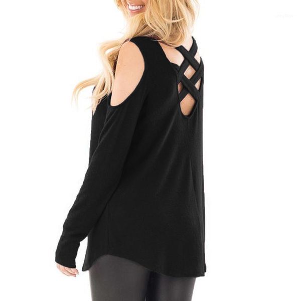 hollow out backless women autumn winter blouses shirts casual long sleeve o-neck solid loose blusas crossed back 1, White 
hollow out backless women autumn winter blouses shirts casual long sleeve o-neck solid loose blusas crossed back 1, White