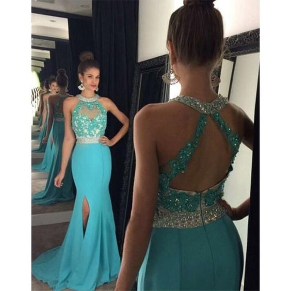 party dresses halter blue mermaid prom long 2021 applique beads side slit chiffon formal women evening, White;black
party dresses halter blue mermaid prom long 2021 applique beads side slit chiffon formal women evening, White;black