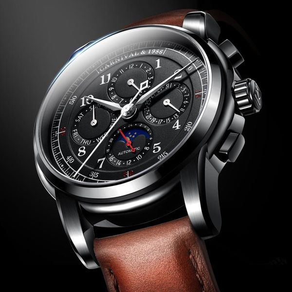 wristwatches carnival watches men mechanical watch fashion watchmoon phase multifunction relogio masculino automatic clock, Slivery;brown
wristwatches carnival watches men mechanical watch fashion watchmoon phase multifunction relogio masculino automatic clock, Slivery;brown