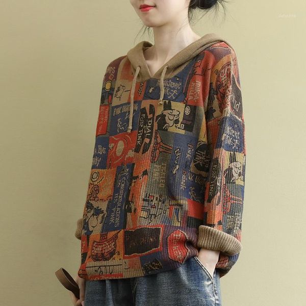 2020 loose literary retro long sleeve hooded knitted autumn and winter new printed pattern wild sweater1, White;black
2020 loose literary retro long sleeve hooded knitted autumn and winter new printed pattern wild sweater1, White;black