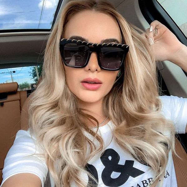 sunglasses flat oversized square women gradient 2021 summer classic metal chain sun glasses female big eyewear uv400, White;black
sunglasses flat oversized square women gradient 2021 summer classic metal chain sun glasses female big eyewear uv400, White;black