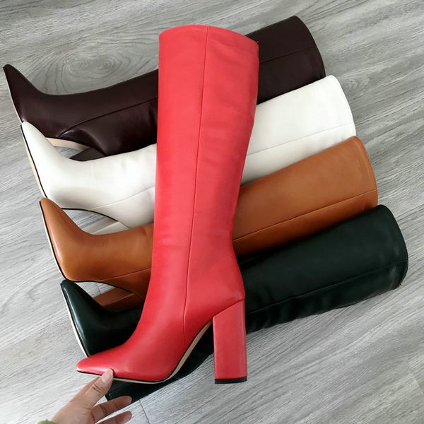 faux leather chunky heel pointed toe knee high boots women fashion block heel long boots woman 2020 new winter shoes black green lj201201
faux leather chunky heel pointed toe knee high boots women fashion block heel long boots woman 2020 new winter shoes black green lj201201
