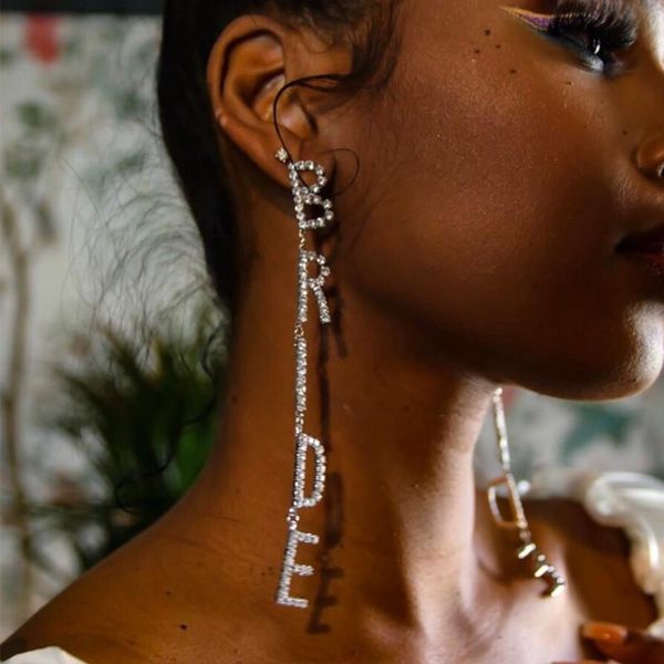 shiny rhinestone bride letters dangle earings jewelry wedding party show statement earrings accessories sale, Silver
shiny rhinestone bride letters dangle earings jewelry wedding party show statement earrings accessories sale, Silver