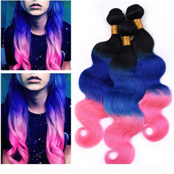#1b blue pink ombre human hair extensions body wave three tone virgin hair extensions dark root blue and pink ombre brazilian hair weaves, Black
#1b blue pink ombre human hair extensions body wave three tone virgin hair extensions dark root blue and pink ombre brazilian hair weaves, Black