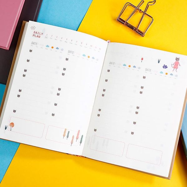 2021 Kawaii Schedule Planner Paper Note Book 365 Days Weekly Monthly Yearly Planner Organizer 32k Notebook