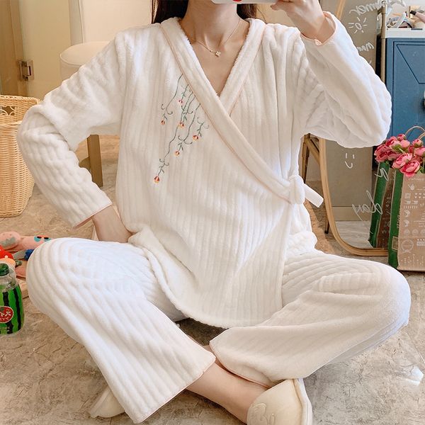 winter maternity clothes sleepwear spring autumn flannel chinese style kimono confinement clothes prenatal+postpartum pajamas lj201120, White
winter maternity clothes sleepwear spring autumn flannel chinese style kimono confinement clothes prenatal+postpartum pajamas lj201120, White