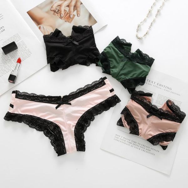 low waist cotton briefs underwear women lace stitching comfort bow twist panties, Black;white
low waist cotton briefs underwear women lace stitching comfort bow twist panties, Black;white
