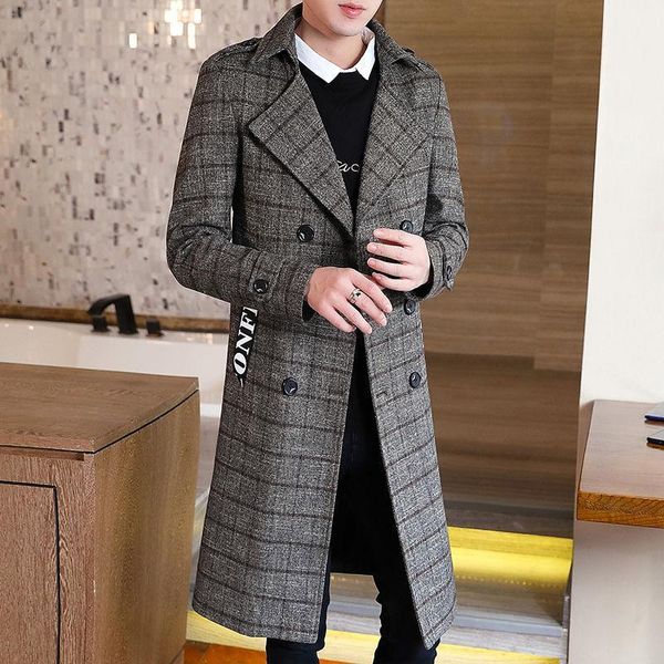 winter woolen overcoat men's korean slim the knee british tweed windbreaker double breasted plaid coat mens wool trench coat1, Black
winter woolen overcoat men's korean slim the knee british tweed windbreaker double breasted plaid coat mens wool trench coat1, Black